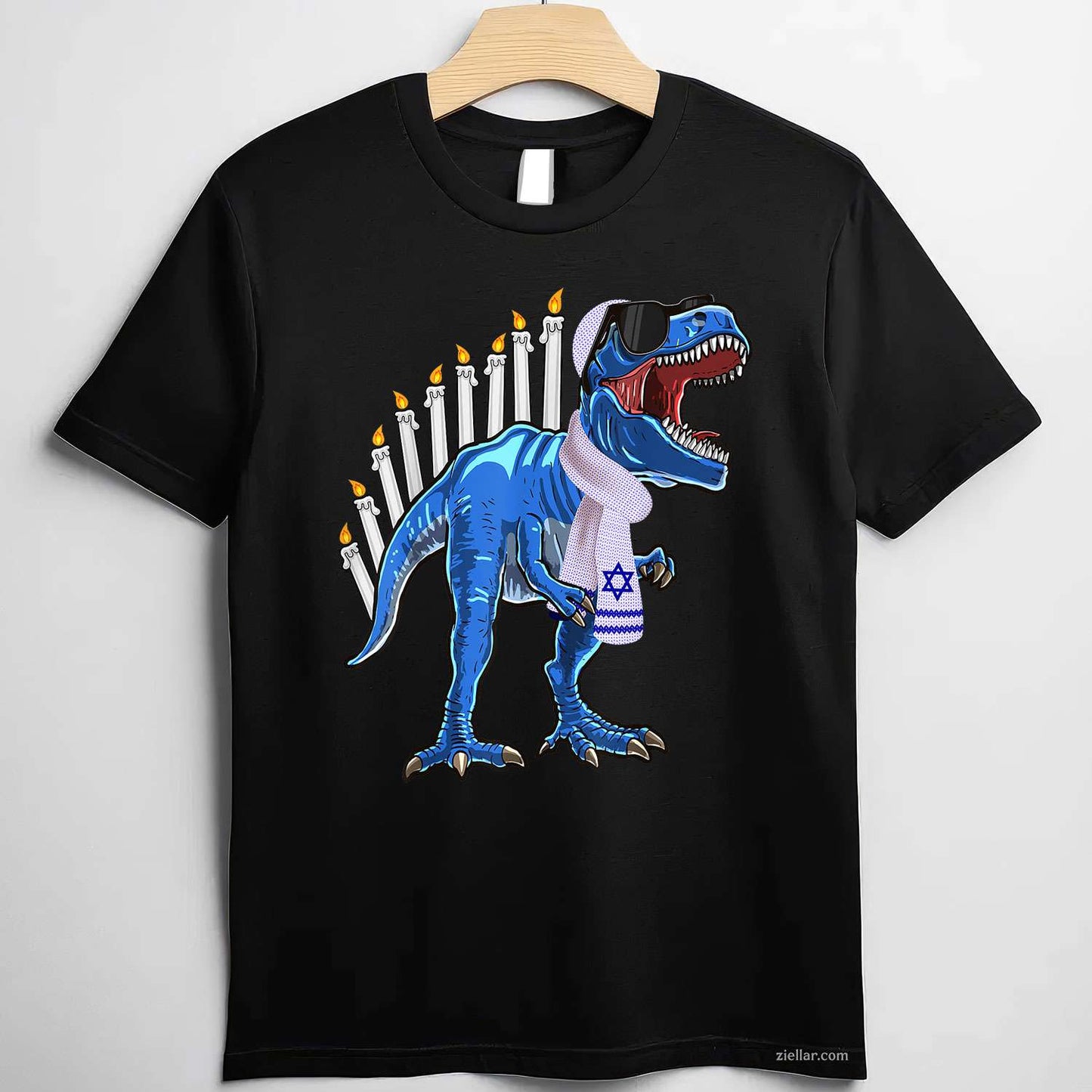 Menorasaurus Rex Shirt T Rex Dinosaur Hanukkah Gift For Boys T-Shirt_ Funny Holiday Tee For Men