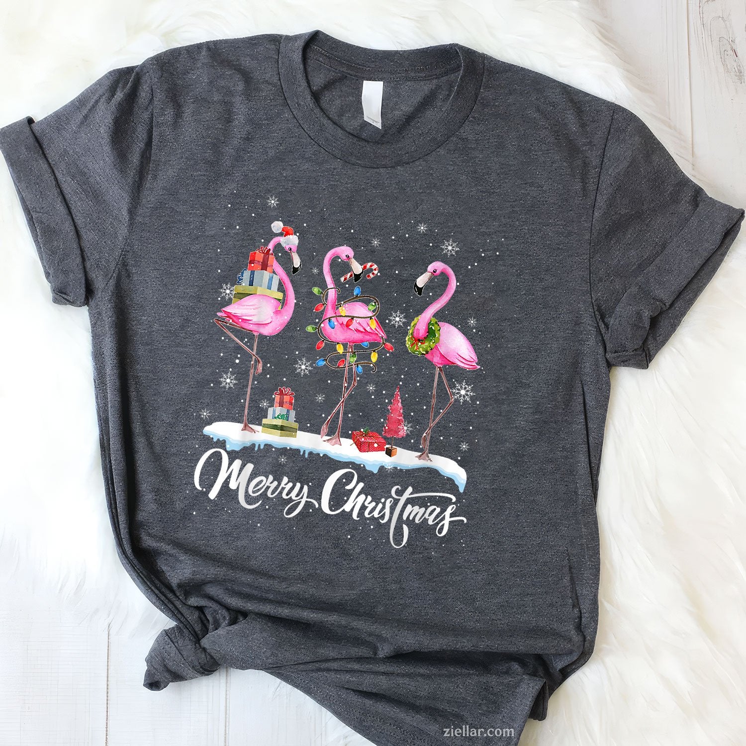 Merry Christmas Hat Santa Flamingo Light In