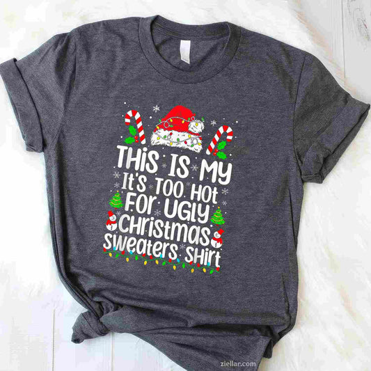 Merry Christmas Lights Red Santa Hat Xmas Family Men Women T-Shirt_ A Great Holiday Party Tee For Adults