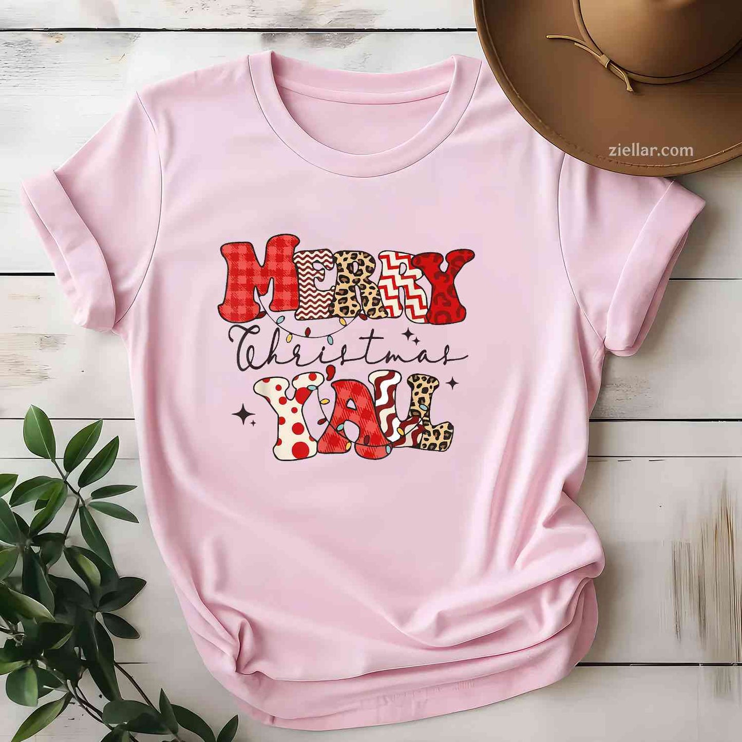 Merry Christmas Y'All Leopard Buffalo Pajama Family T-Shirt, A Merry Christmas Family Pajama Tee