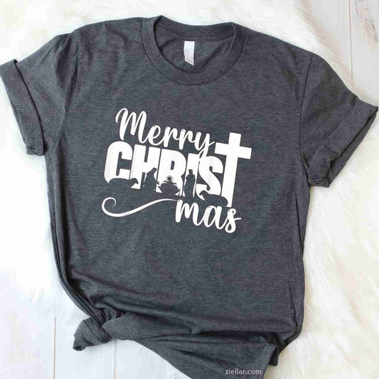 Merry Christ Mas Christian Christmas Jesus Christmas Family T-Shirt, A Merry Christ Mas Christian Jesus Tee
