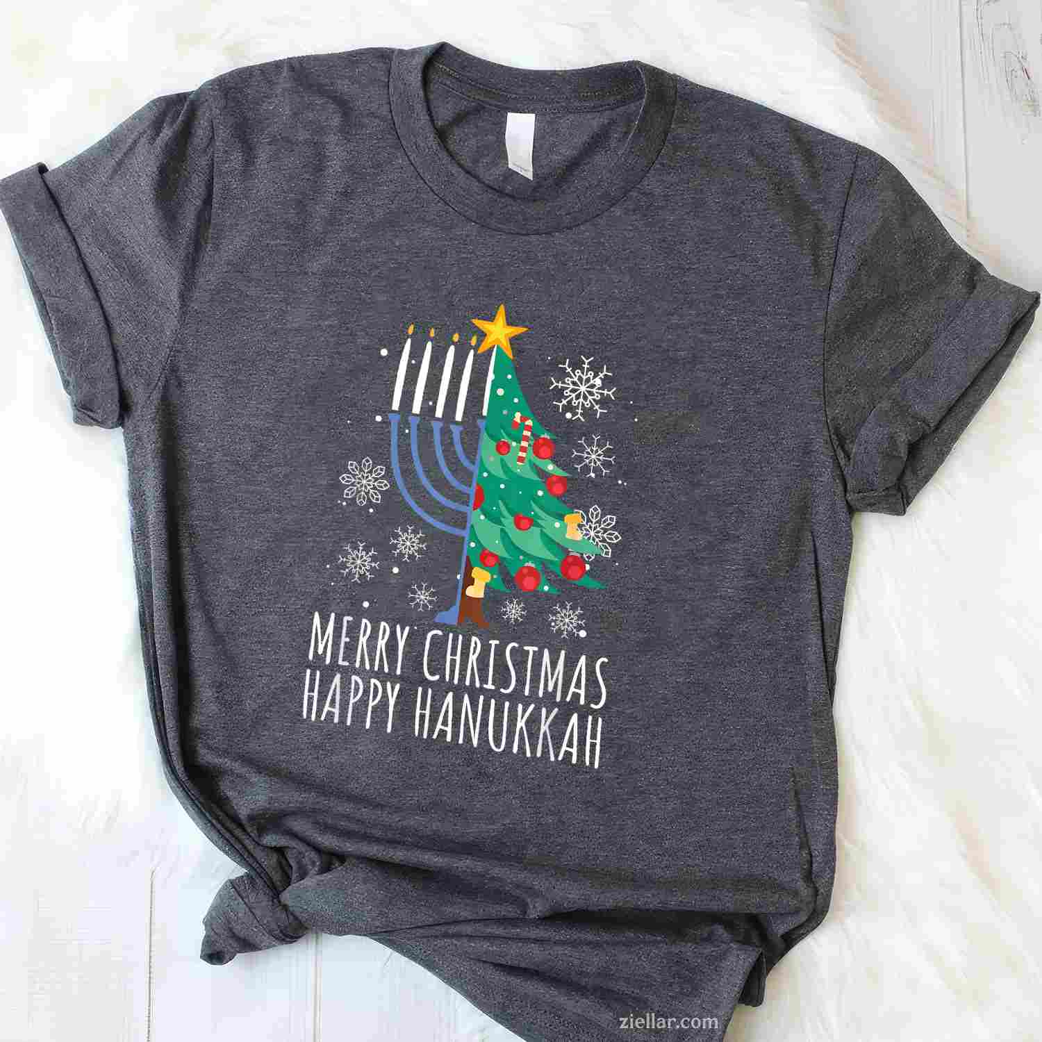 Merry Chrismukkah Happy Christmas Hanukkah T-Shirt_ Funny Holiday Season Tee For Adults