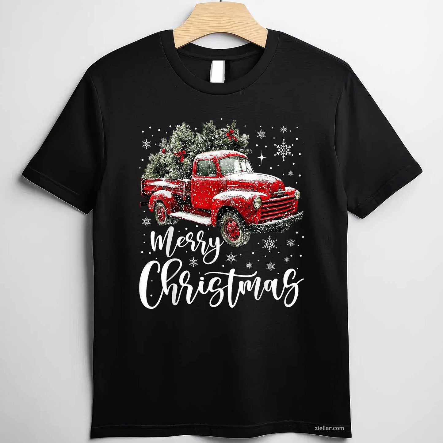 Merry Christmas Red Truck Family Matching Christmas Pajama T-Shirt, A Red Truck Family Matching Christmas Tee