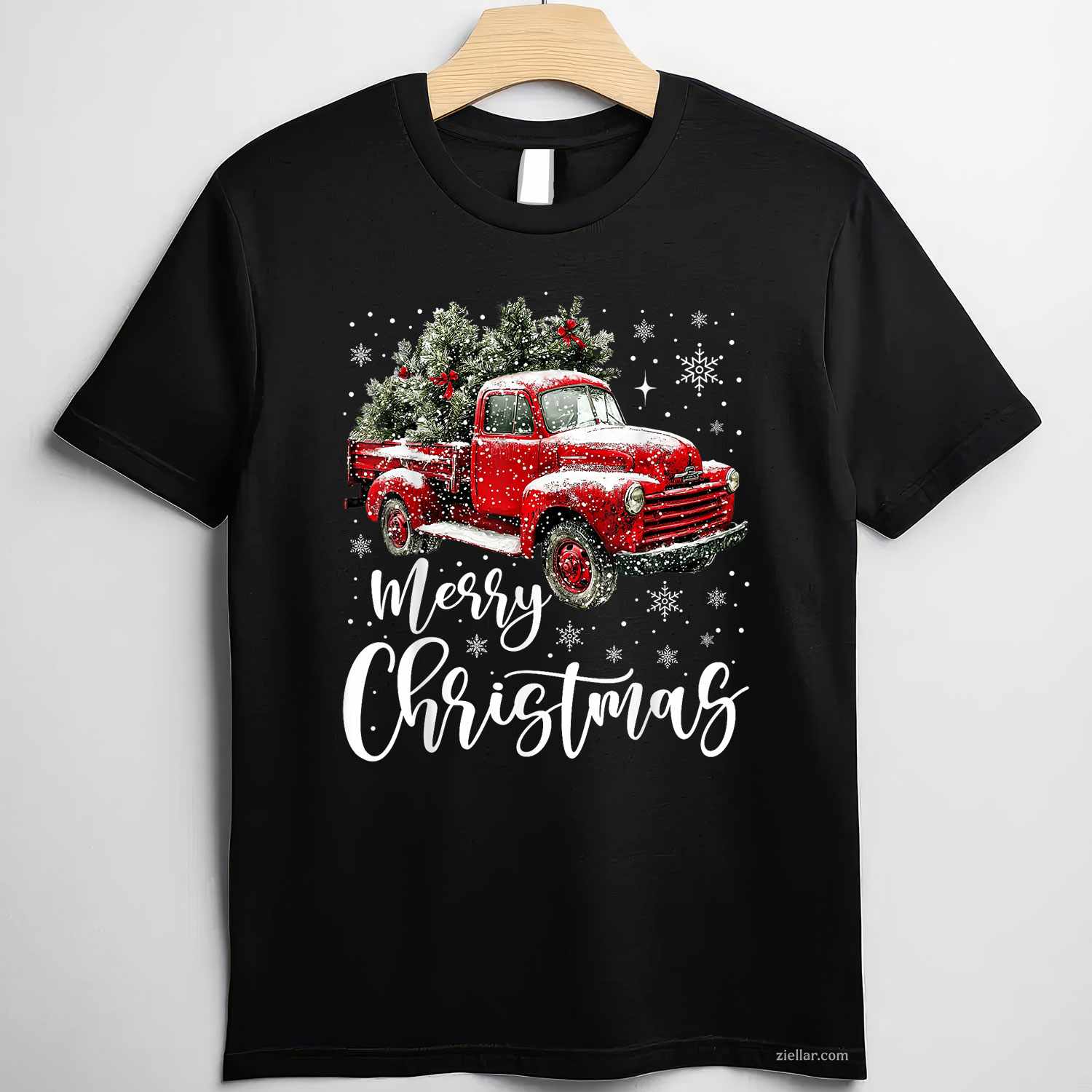 Merry Christmas Red Truck Family Matching Christmas Pajama T-Shirt, A Red Truck Family Matching Christmas Tee