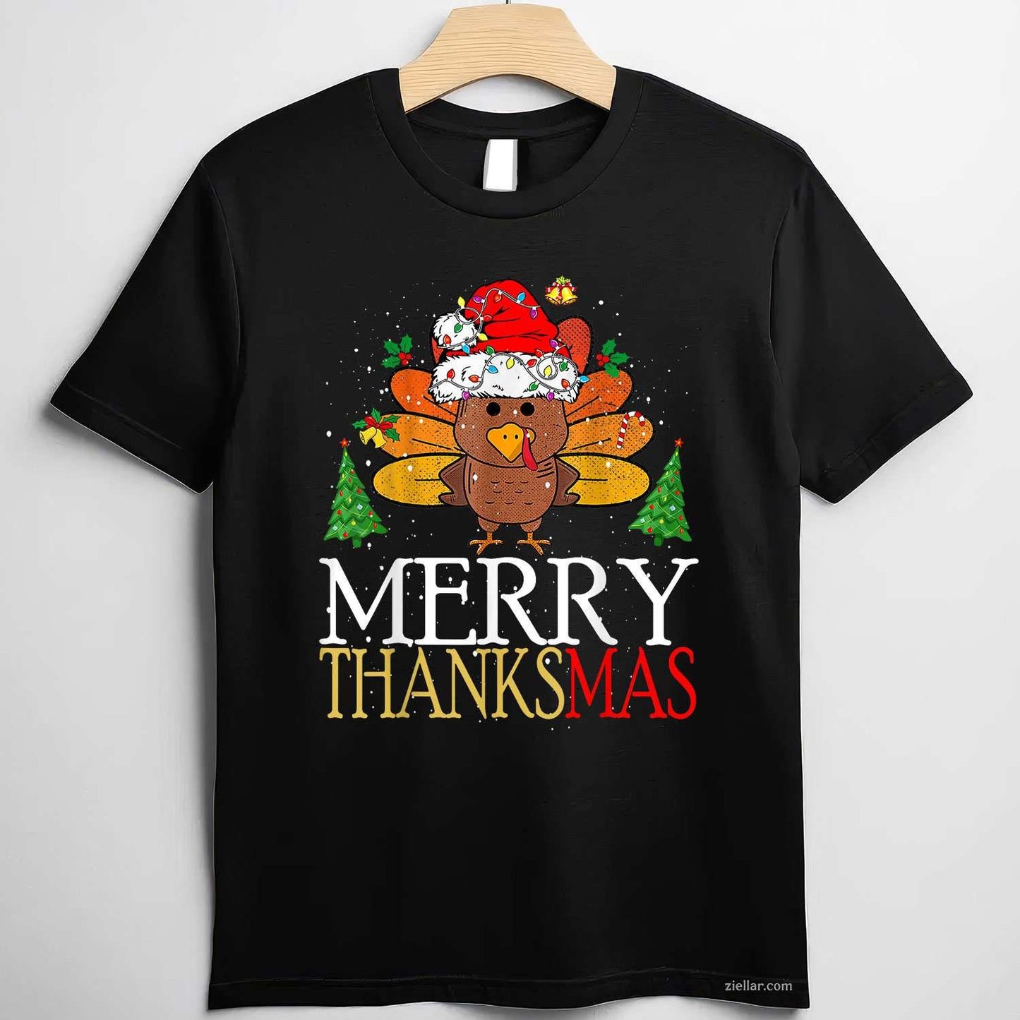 Merry Thanksmas Happy Thanksgiving Santa Turkey Tee, Thanksgiving T-Shirt for Men Women Adults Unisex, Classic Fit Unisex Design, Everyday Wear Essential