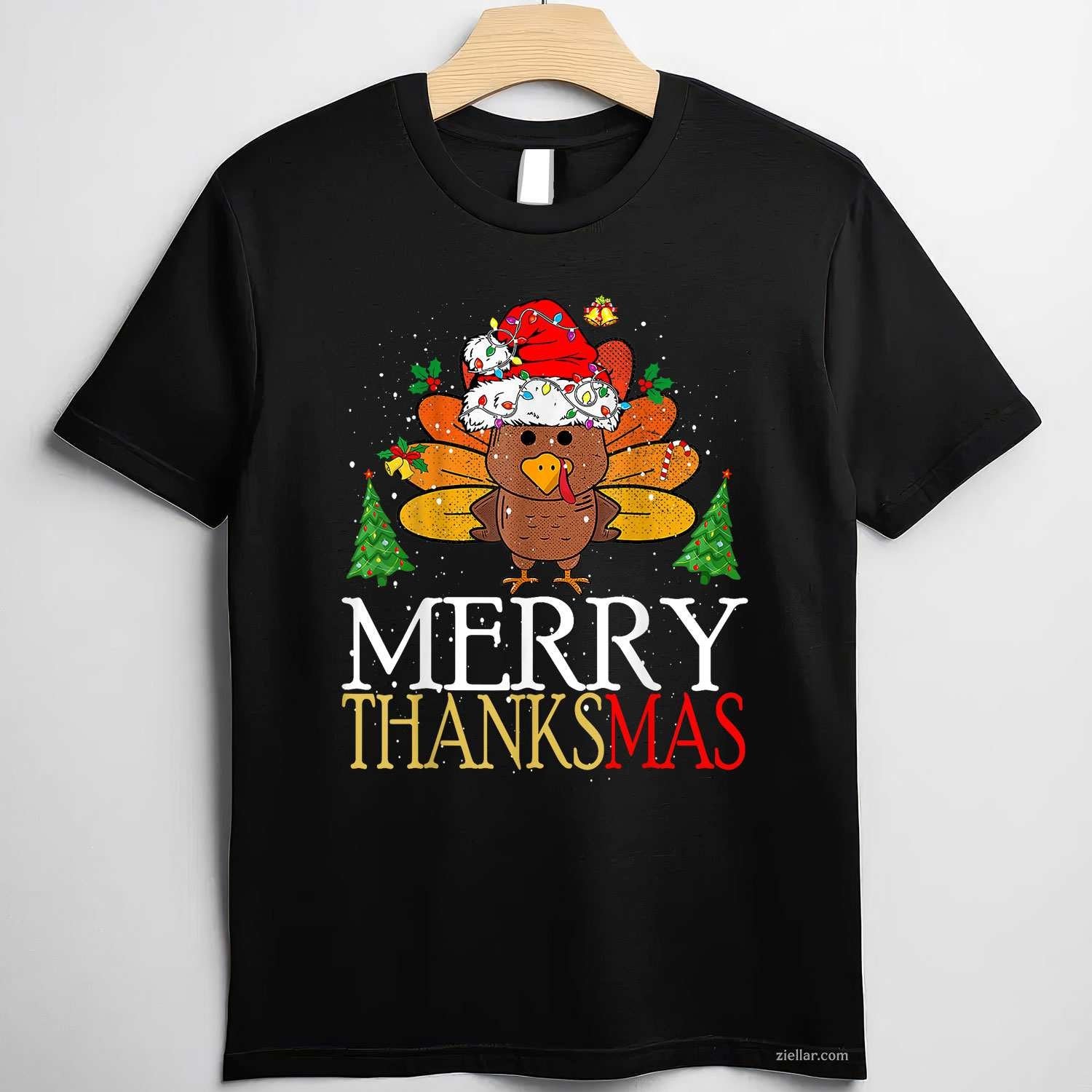 Merry Thanksmas Happy Thanksgiving Santa Turkey Tee, Thanksgiving T-Shirt for Men Women Adults Unisex, Classic Fit Unisex Design, Everyday Wear Essential