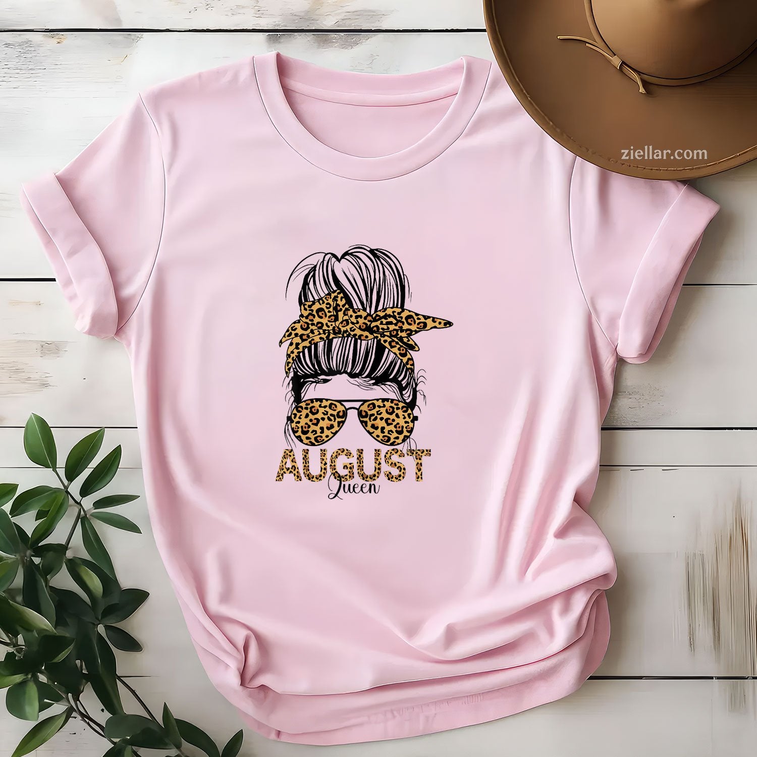 Messy Bun August Queen Tee and T-Shirt, Birthday Month T-Shirt for Women Adults