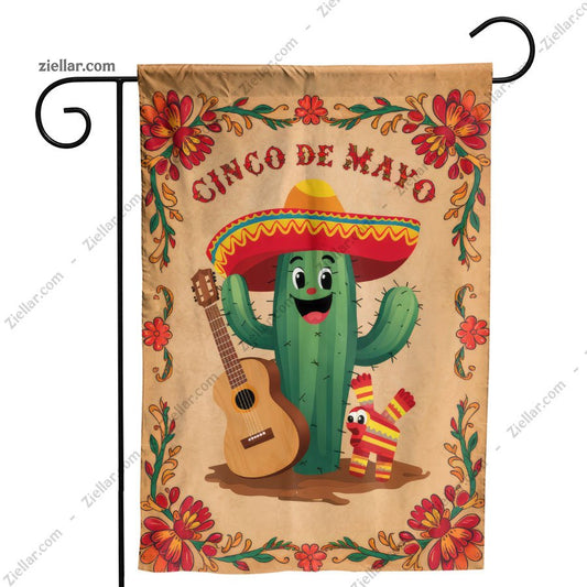 Mexican Cactus Sombrero Yard Flag 12x18 Cinco de Mayo Party Outdoor Decoration