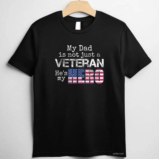 Military Family Veteran Support_ My Dad Is A Us Veteran My Hero T-Shirt And Tee For Adults