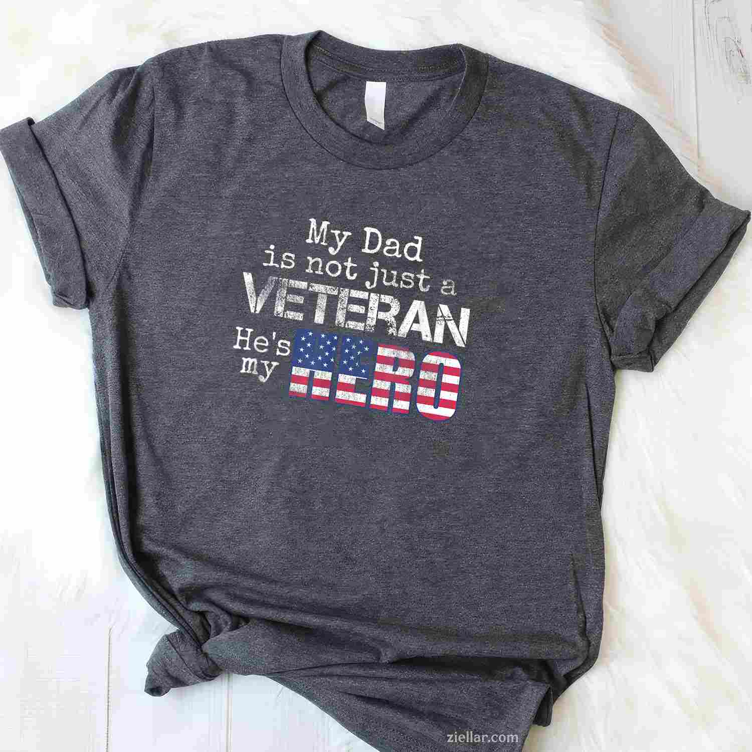 Military Family Veteran Support_ My Dad Is A Us Veteran My Hero T-Shirt And Tee For Adults