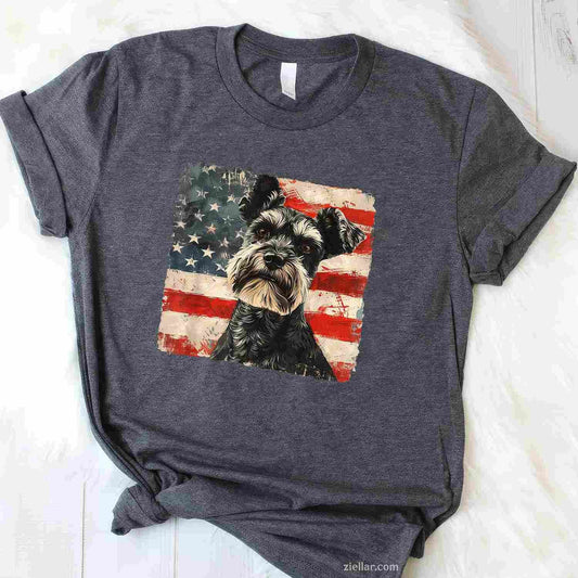 Miniature Schnauzer Dog Art USA Patriot Independence Day T-Shirt Tee for Men Women