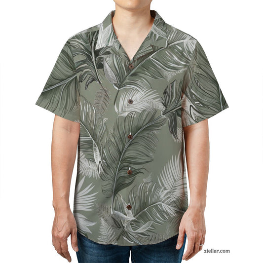 Minimalist Tropical Leaf Hawaiian Shirt Tee, Stylish Aloha Gift Unisex