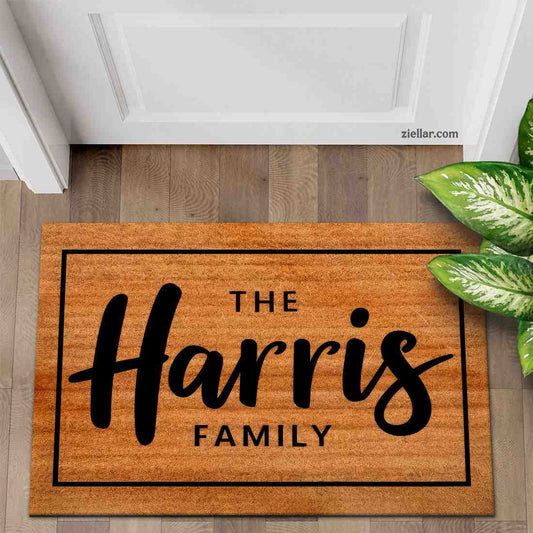 Modern Personalized Doormat, Unique Family Name Design for Entry or Porch