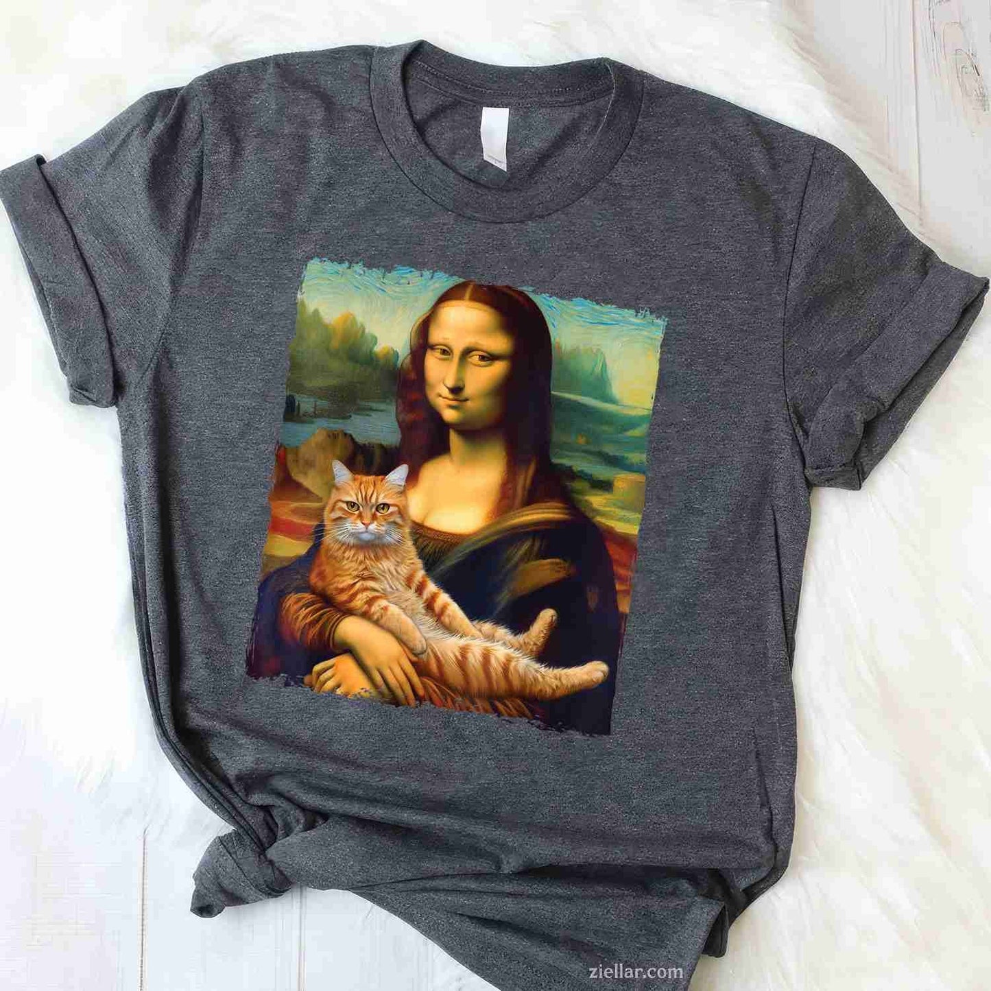 Mona Lisa Kitty  for Cat Lovers Funny Graphic Tee and T-Shirt Gift for Adults Men Women Unisex