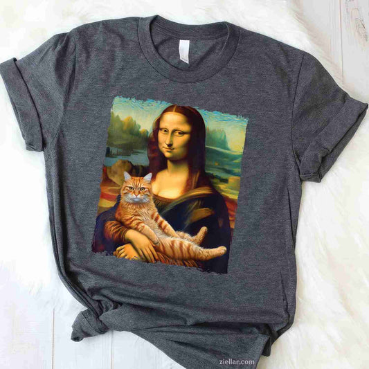 Mona Lisa Kitty  for Cat Lovers Funny Graphic Tee and T-Shirt Gift for Adults Men Women Unisex