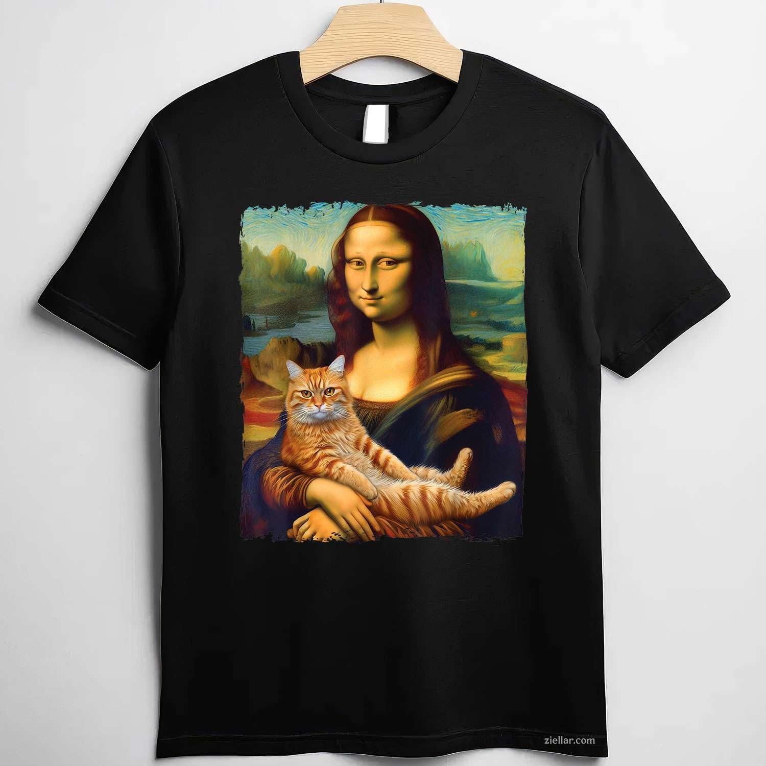 Mona Lisa Kitty  for Cat Lovers Funny Graphic Tee and T-Shirt Gift for Adults Men Women Unisex