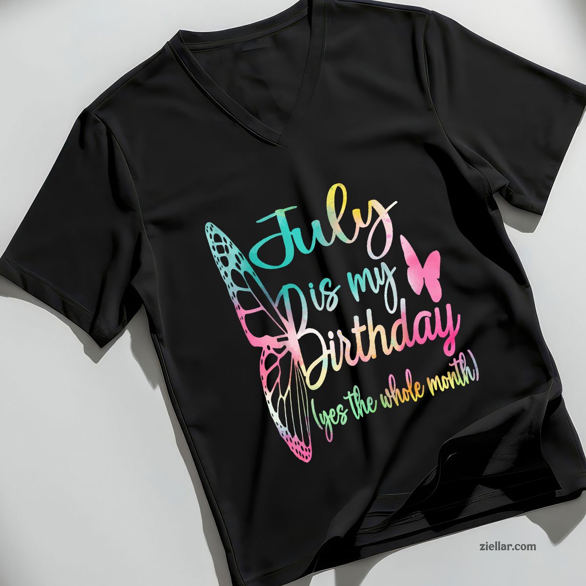 Month July Birthday For Women Is My Girl V-Neck Shirt