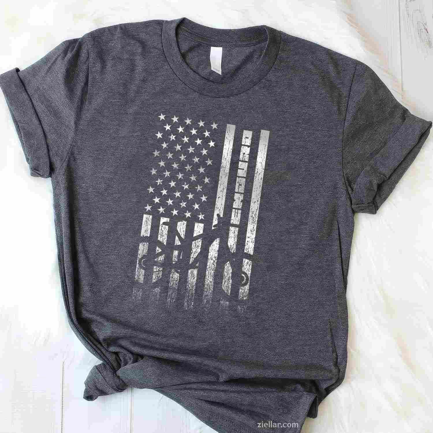 Mountain Bike 4th of July - Independence Day Patriot Flag T-Shirt Tee for Women Men
