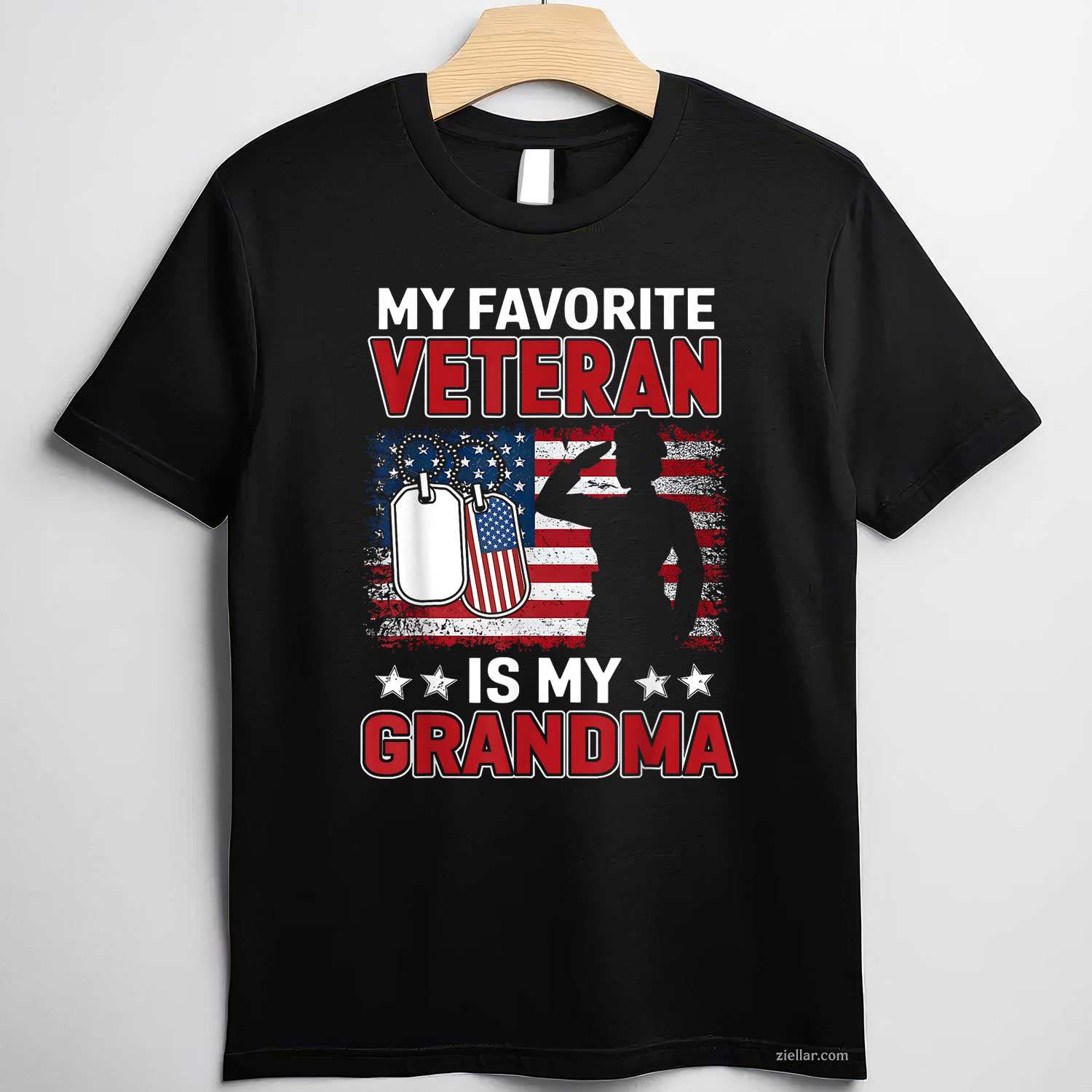 My Favorite Veteran Is My Grandma, Usa Flag Veterans Day T-Shirt And Tee For Women