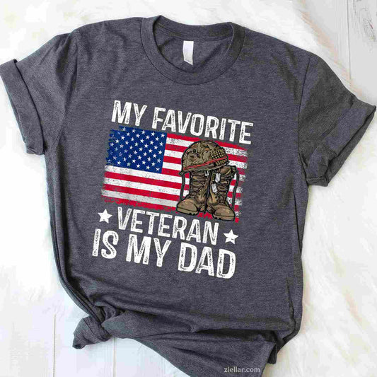 My Favorite Veteran Is My Dad Army Military Veterans Day T-Shirt And Tee For Men