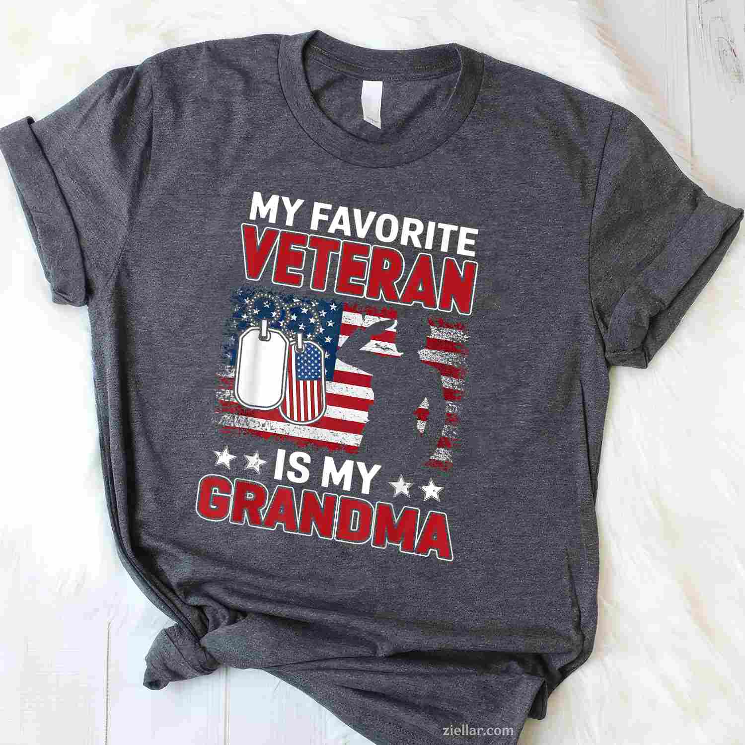 My Favorite Veteran Is My Grandma, Usa Flag Veterans Day T-Shirt And Tee For Women