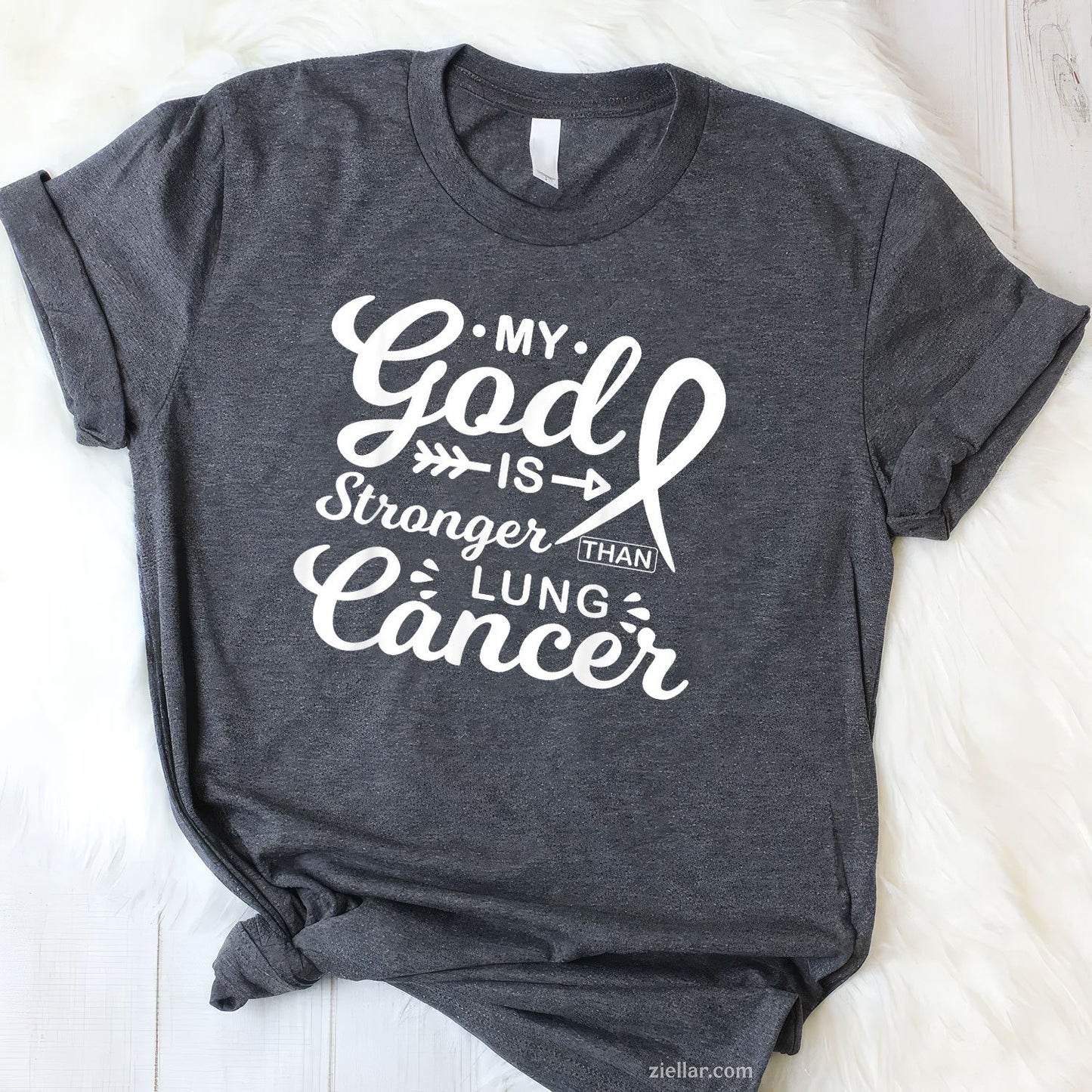 My God is Stronger Than Lung Cancer Awareness Warrior T-Shirt