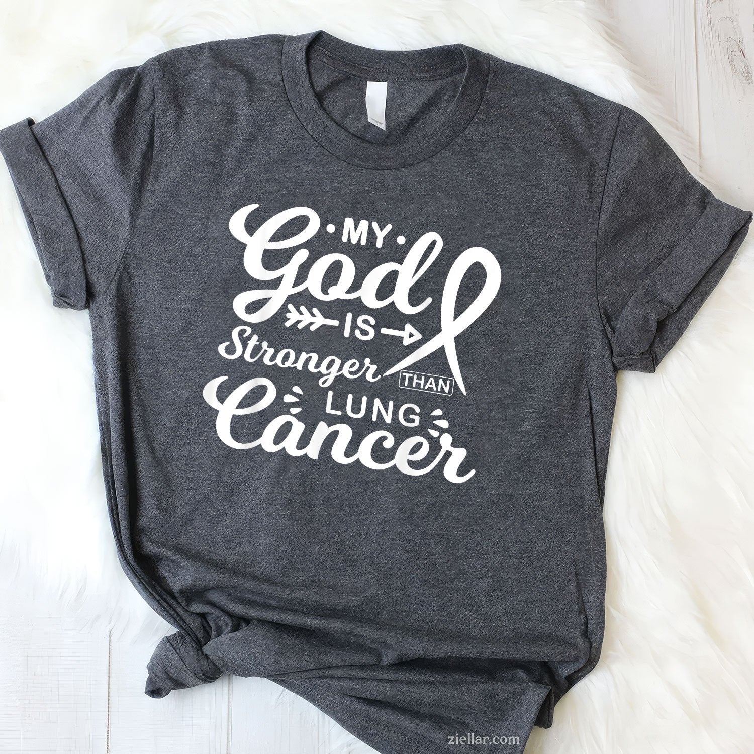 My God is Stronger Than Lung Cancer Awareness Warrior T-Shirt