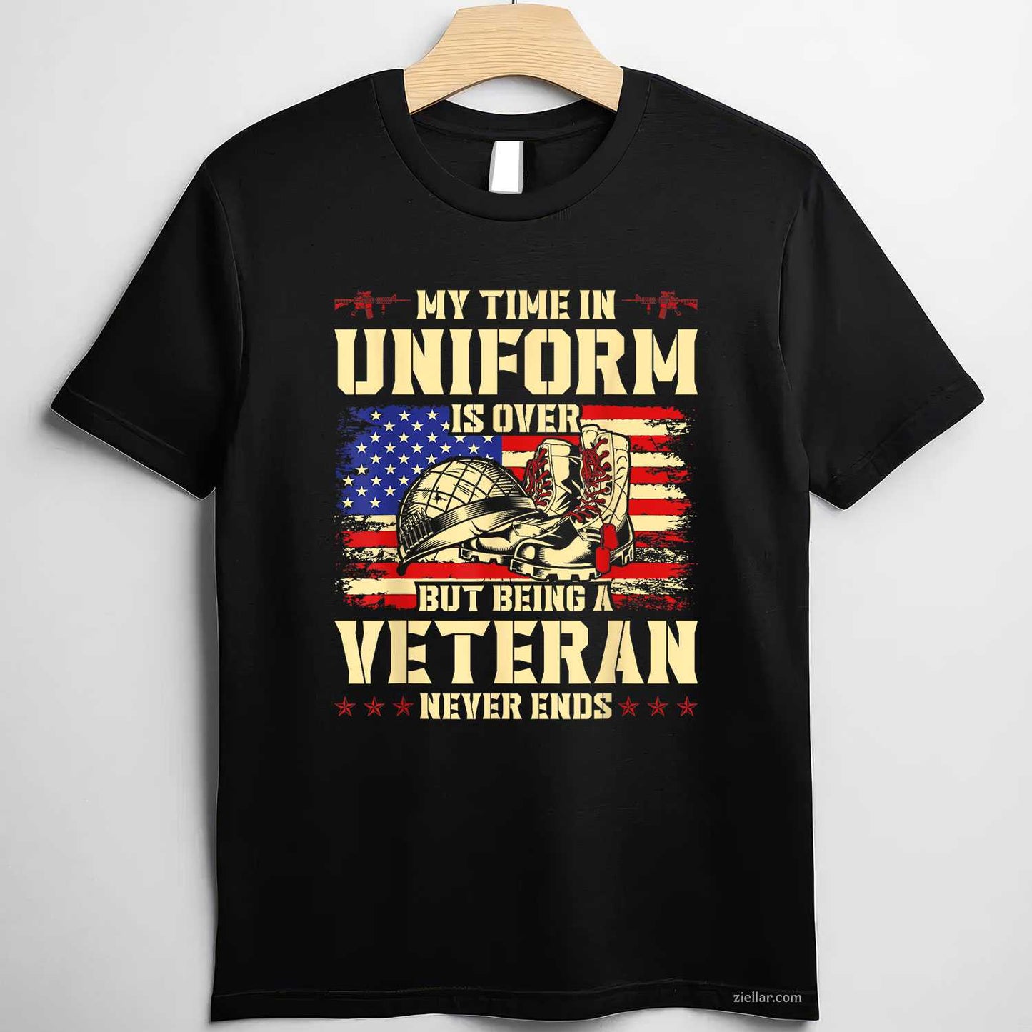 My Time In Uniform Is Over But Being A Veteran Never Ends T-Shirt And Tee For Adults