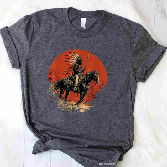 Native American Headdress, Indian Chief Heartbeat Ekg Pulse T-Shirt And Tee For Adults