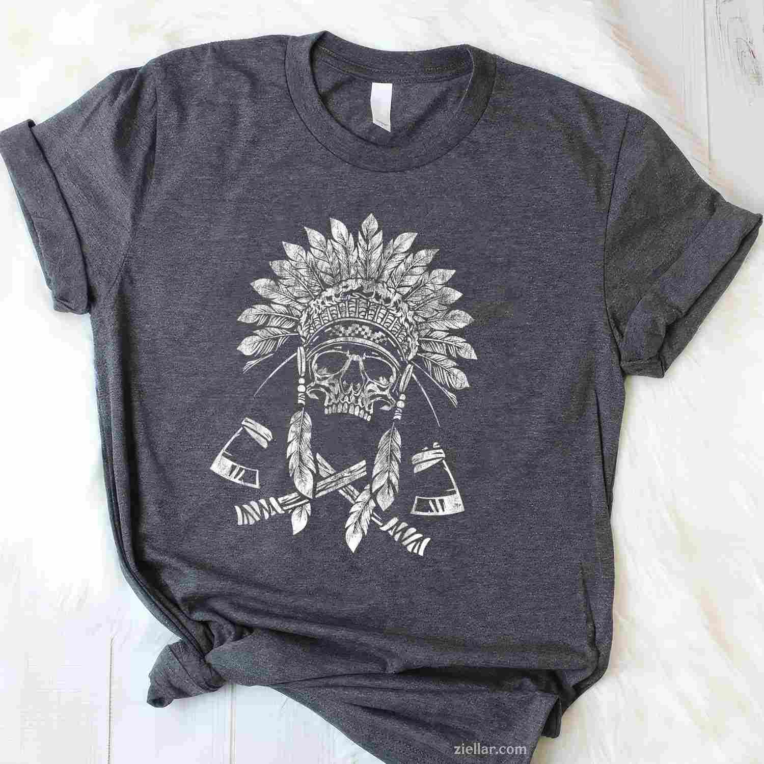 Native American Indian Chief Horse Ride, Feather Headdress T-Shirt And Tee For Adults