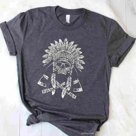 Native American Indian Chief Horse Ride, Feather Headdress T-Shirt And Tee For Adults