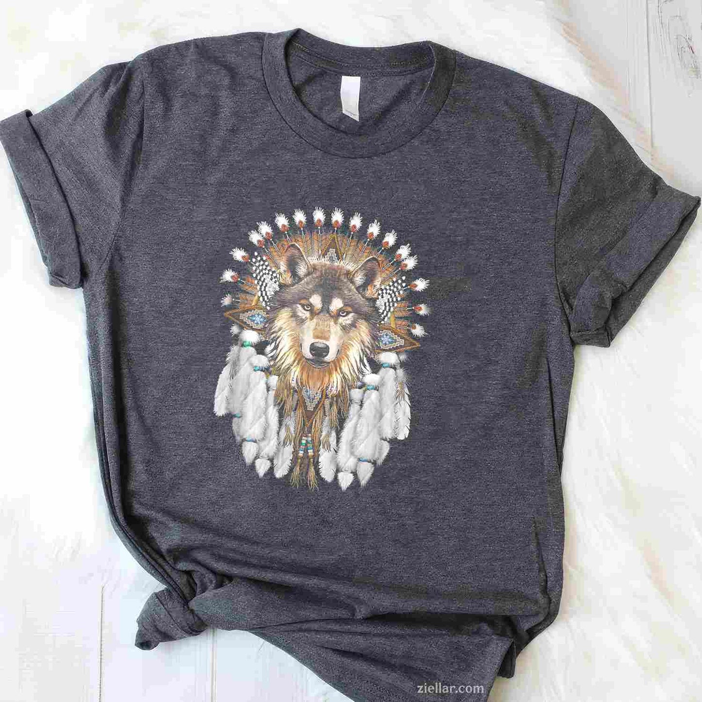 Native American Wolf Feather, A Premium T-Shirt And Tee For Adults