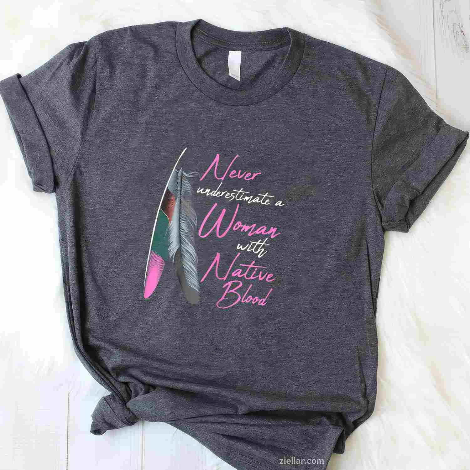 Native American Indian_ A Woman With Native Blood T-Shirt And Tee For Women And Adults