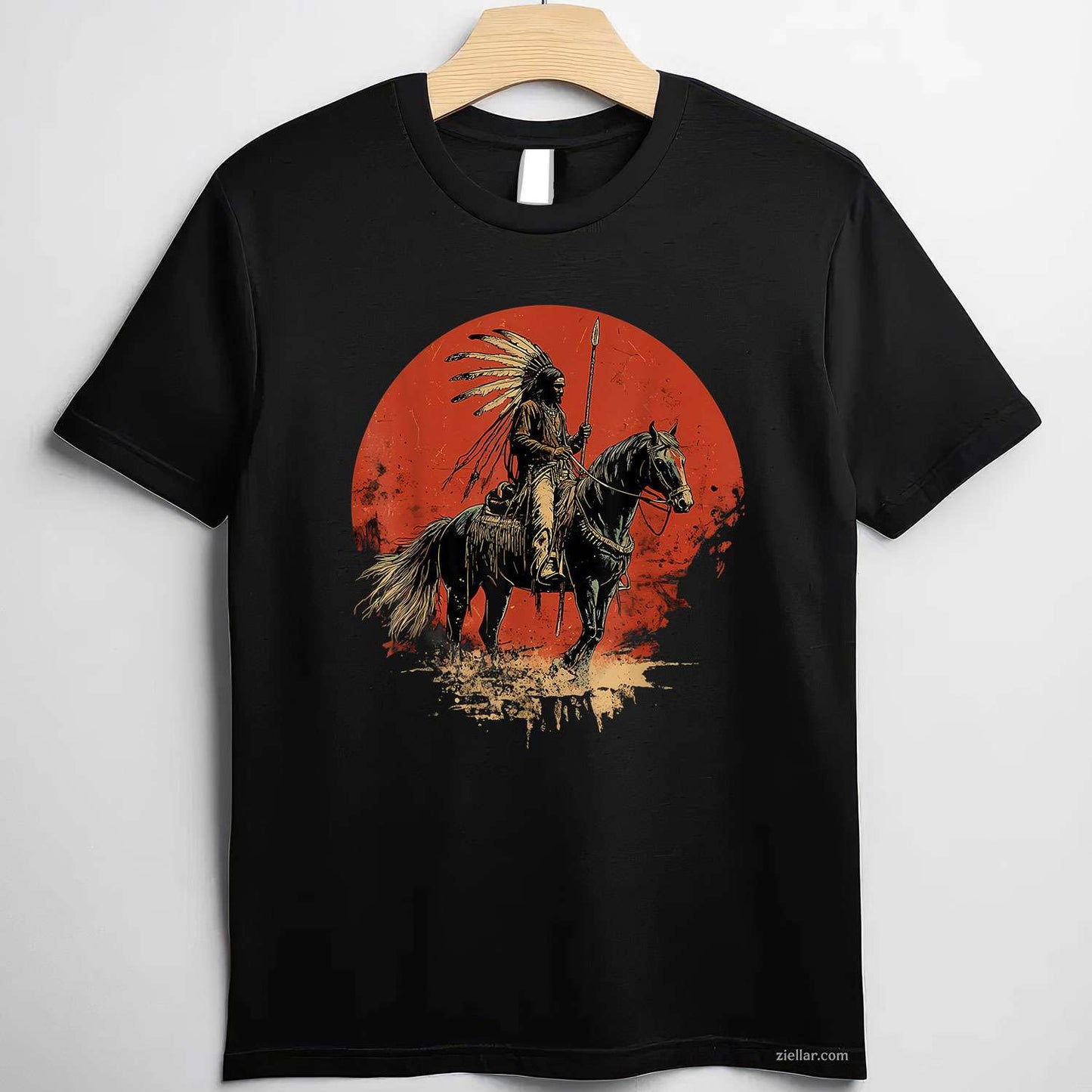 Native American Headdress, Indian Chief Heartbeat Ekg Pulse T-Shirt And Tee For Adults