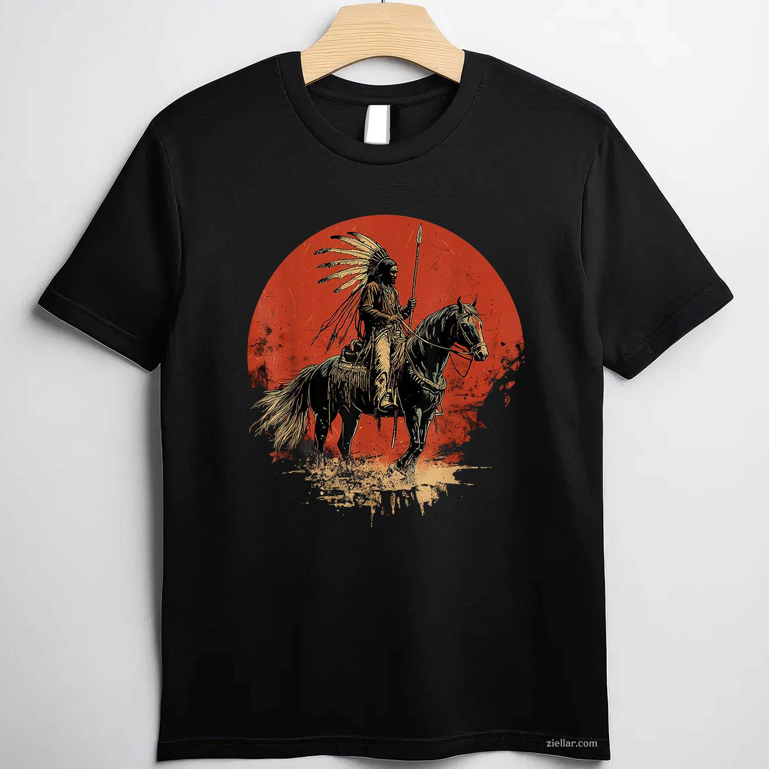 Native American Headdress, Indian Chief Heartbeat Ekg Pulse T-Shirt And Tee For Adults