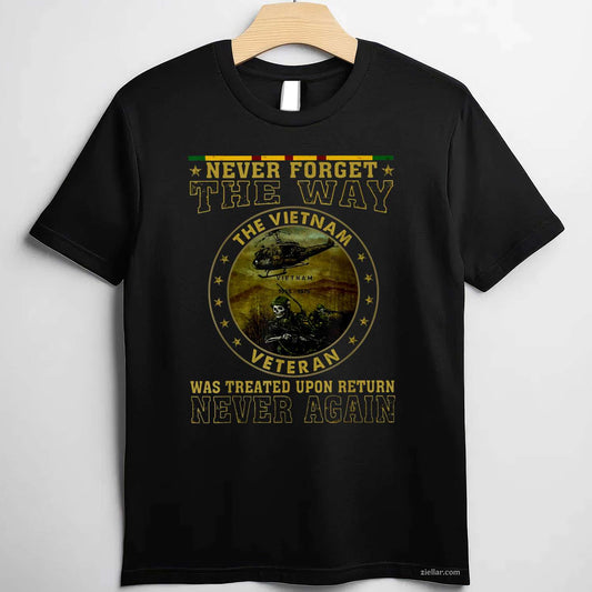 Never Forget The Way The Vietnam Veteran, A Vintage Retro T-Shirt And Tee For Adults