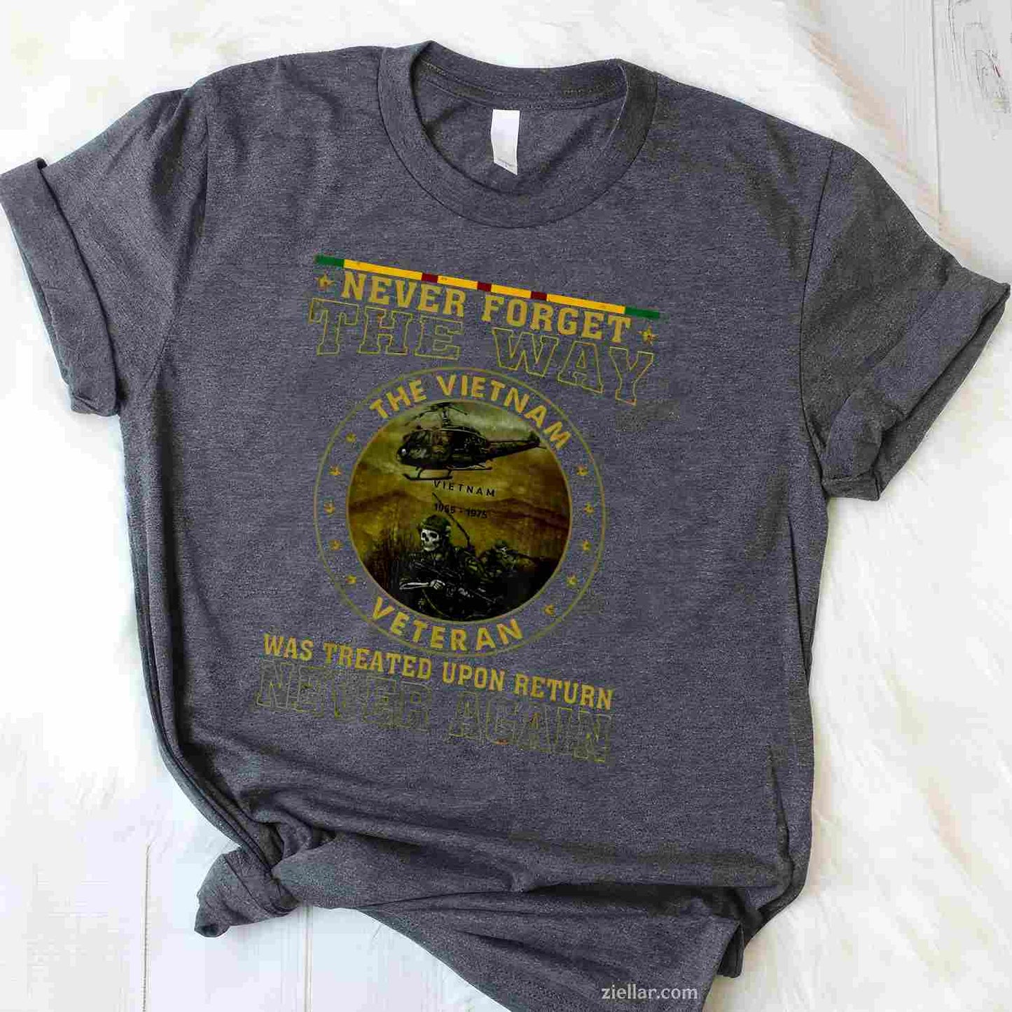 Never Forget The Way The Vietnam Veteran, A Vintage Retro T-Shirt And Tee For Adults