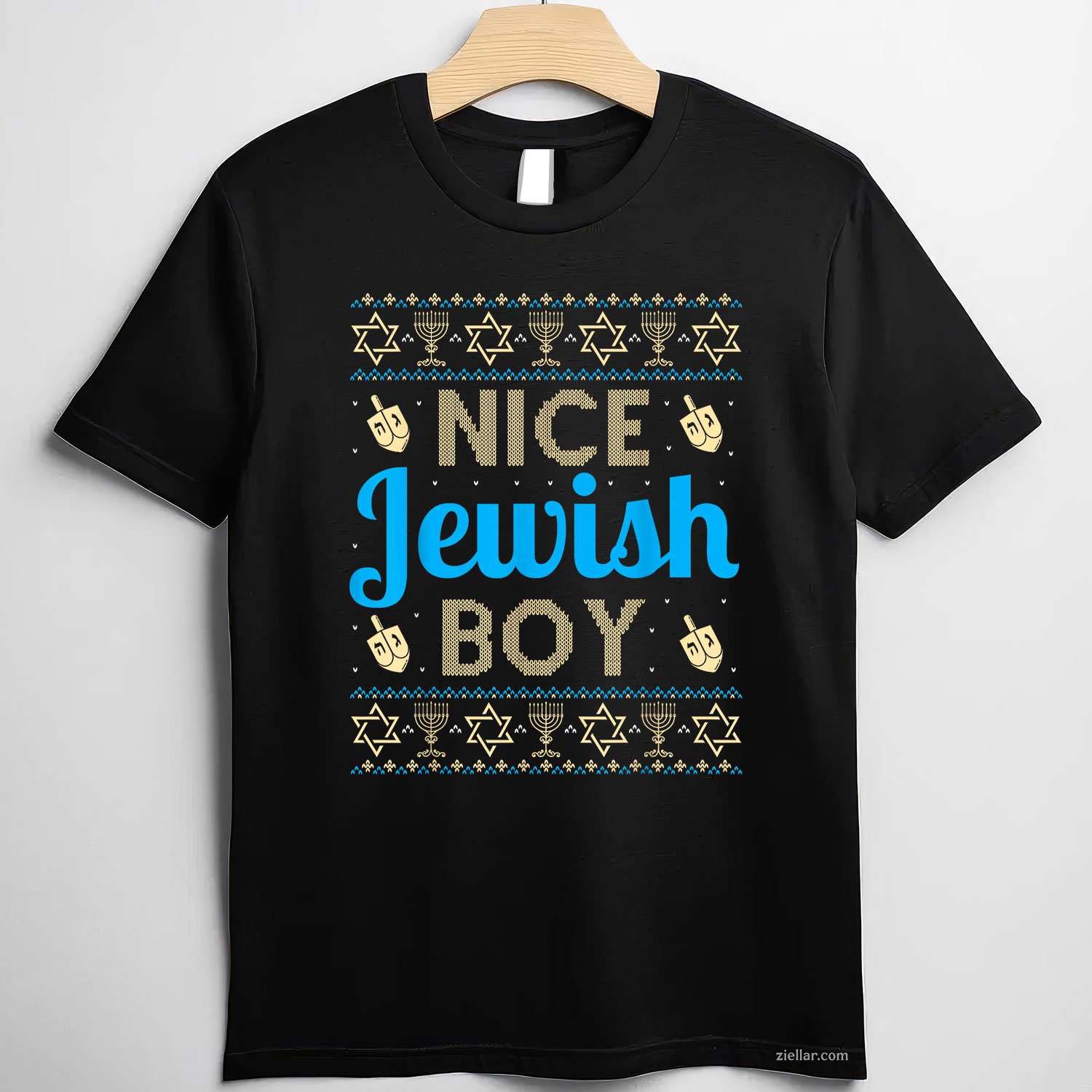 Nice Jewish Boy Ugly Hanukkah Sweater Funny Jewish Chanukkah T-Shirt_ Humorous Holiday Party Tee