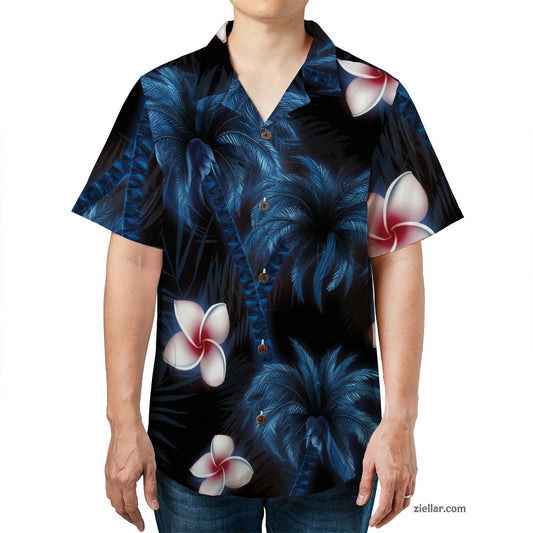 Night Floral Hawaiian Shirt and Tee, Vibrant Aloha Gift for Unisex Wear