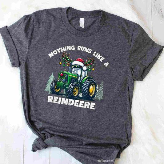 Nothing Runs Like A Reindeere Christmas Tractor Reindeer T-Shirt, A Funny Tractor Reindeer Christmas Tee