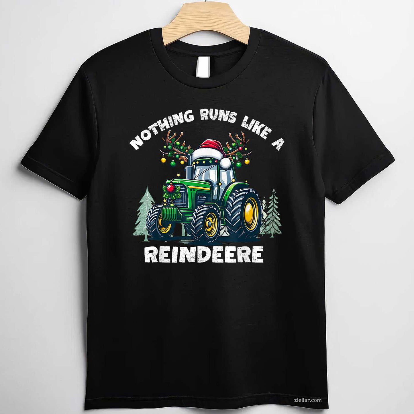 Nothing Runs Like A Reindeere Christmas Tractor Reindeer T-Shirt, A Funny Tractor Reindeer Christmas Tee