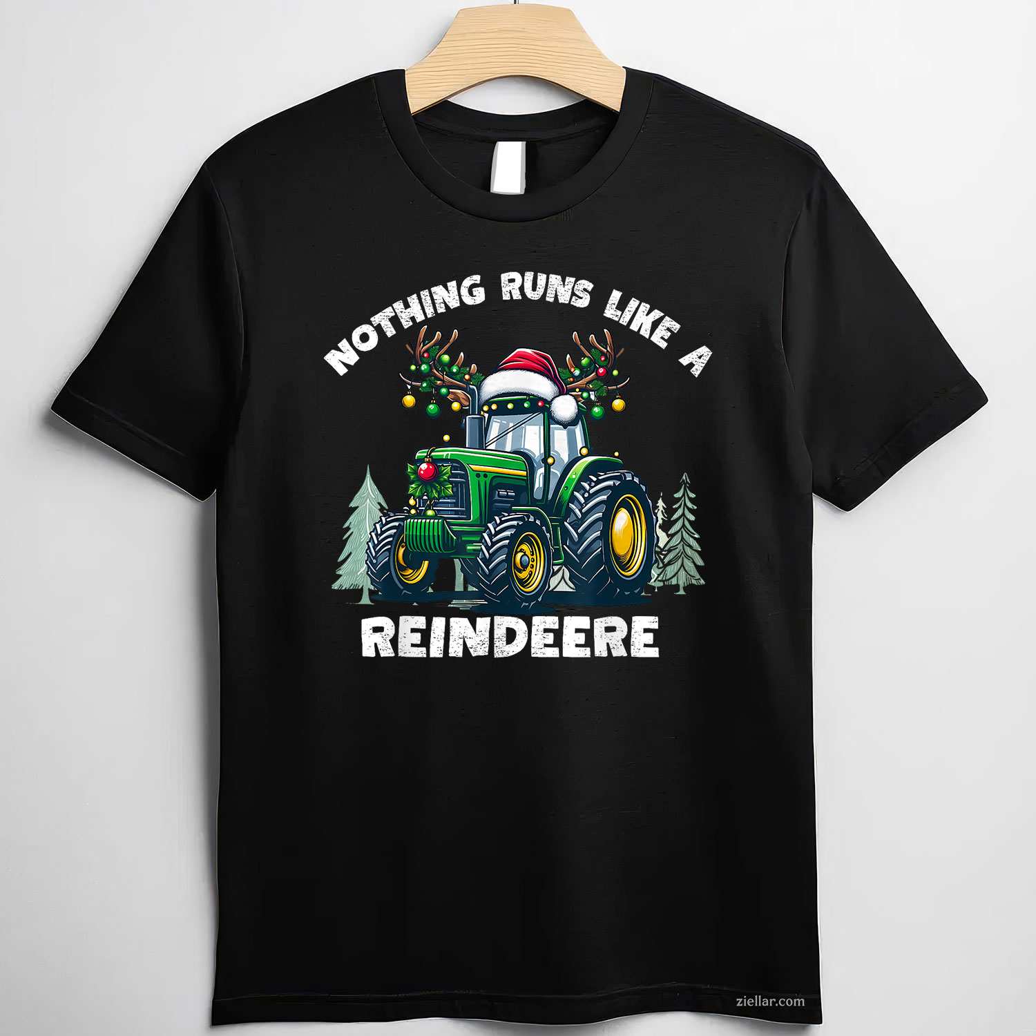 Nothing Runs Like A Reindeere Christmas Tractor Reindeer T-Shirt, A Funny Tractor Reindeer Christmas Tee