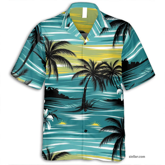 Ocean Paradise Palm Tree Sunset Hawaiian Shirts for Men and Women 2025 – Stylish Summerwear for Travelers