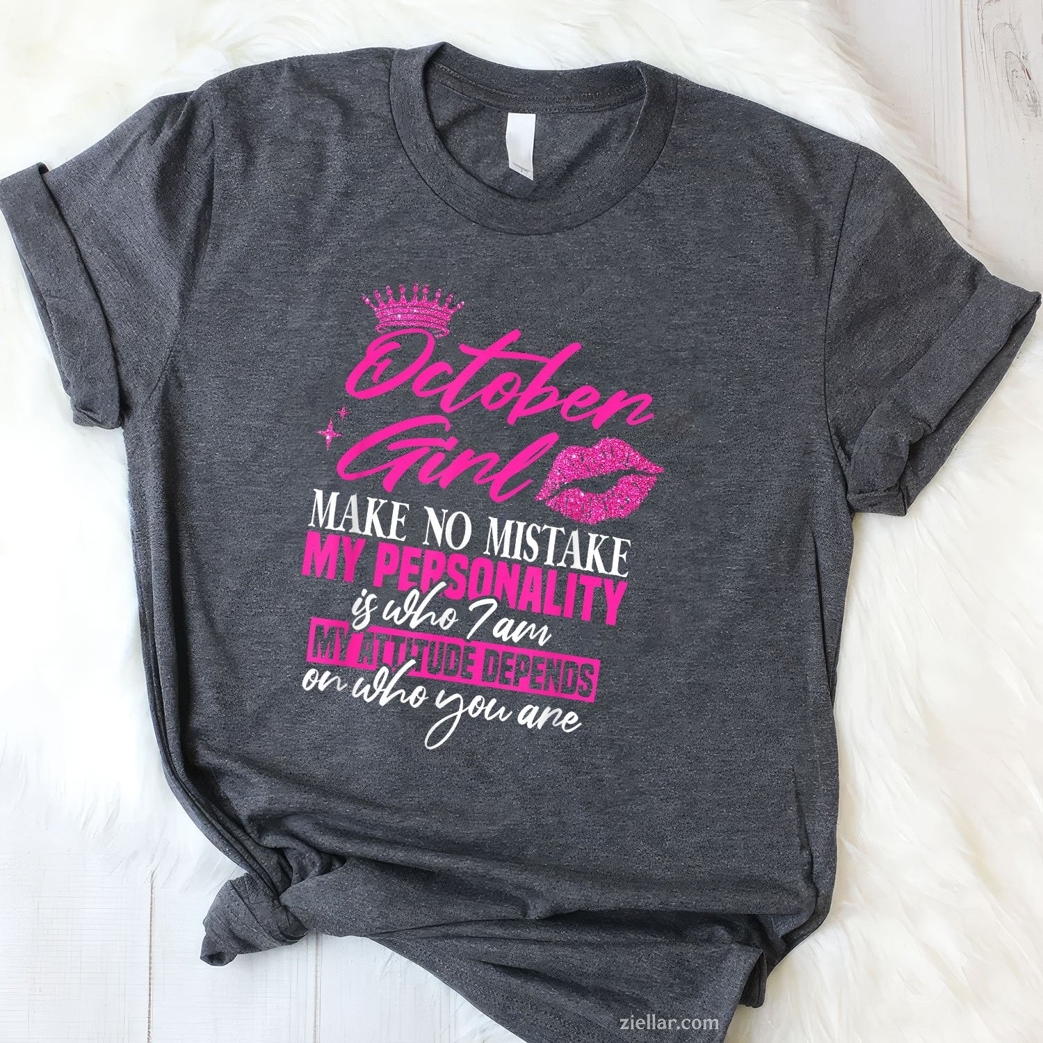 October Birthday Tee and T-Shirt for Women Adults, Gift T-Shirt for October Born Ladies