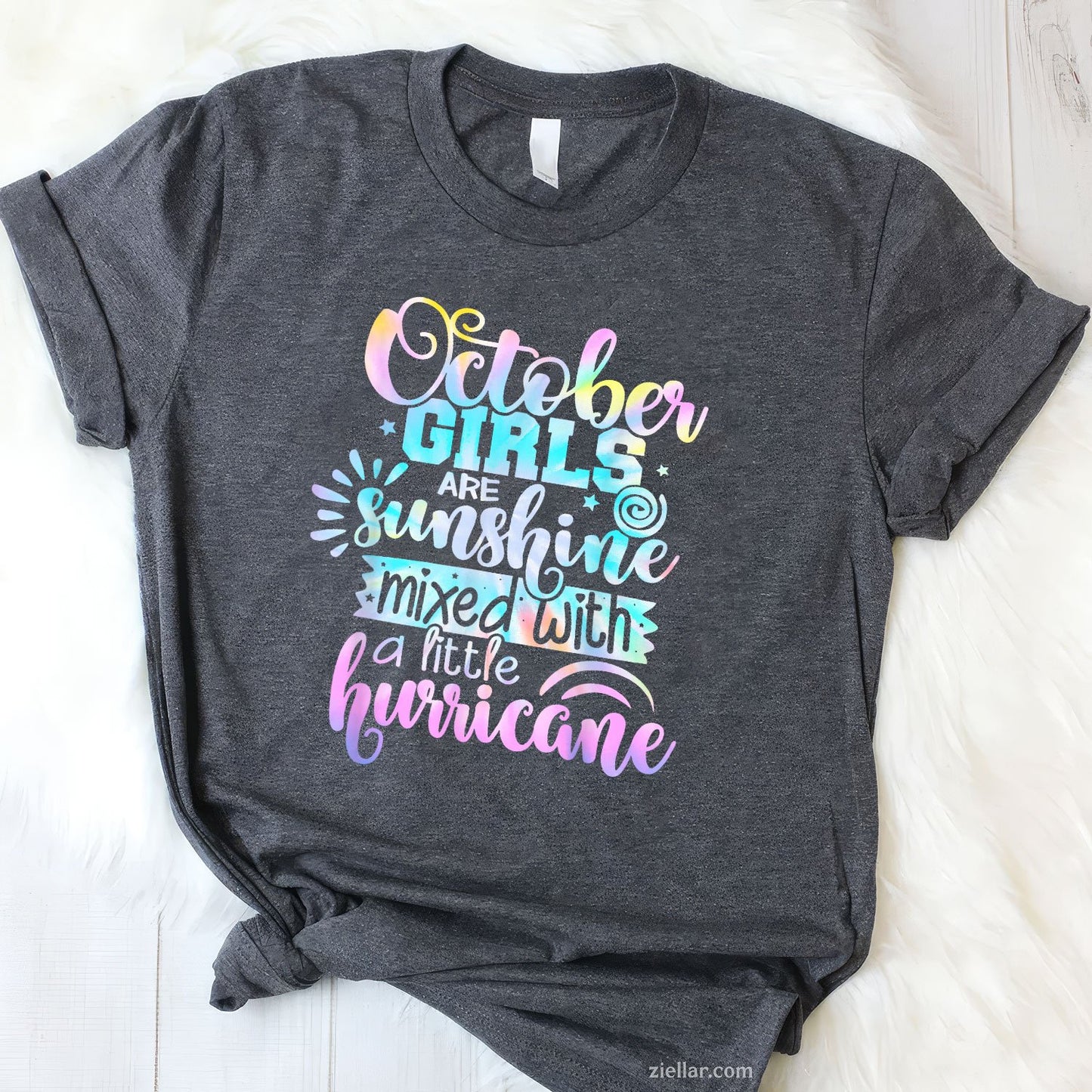 October Girls Are Sunshine and Hurricane Tee and T-Shirt, Funny Birthday T-Shirt for Women Adults