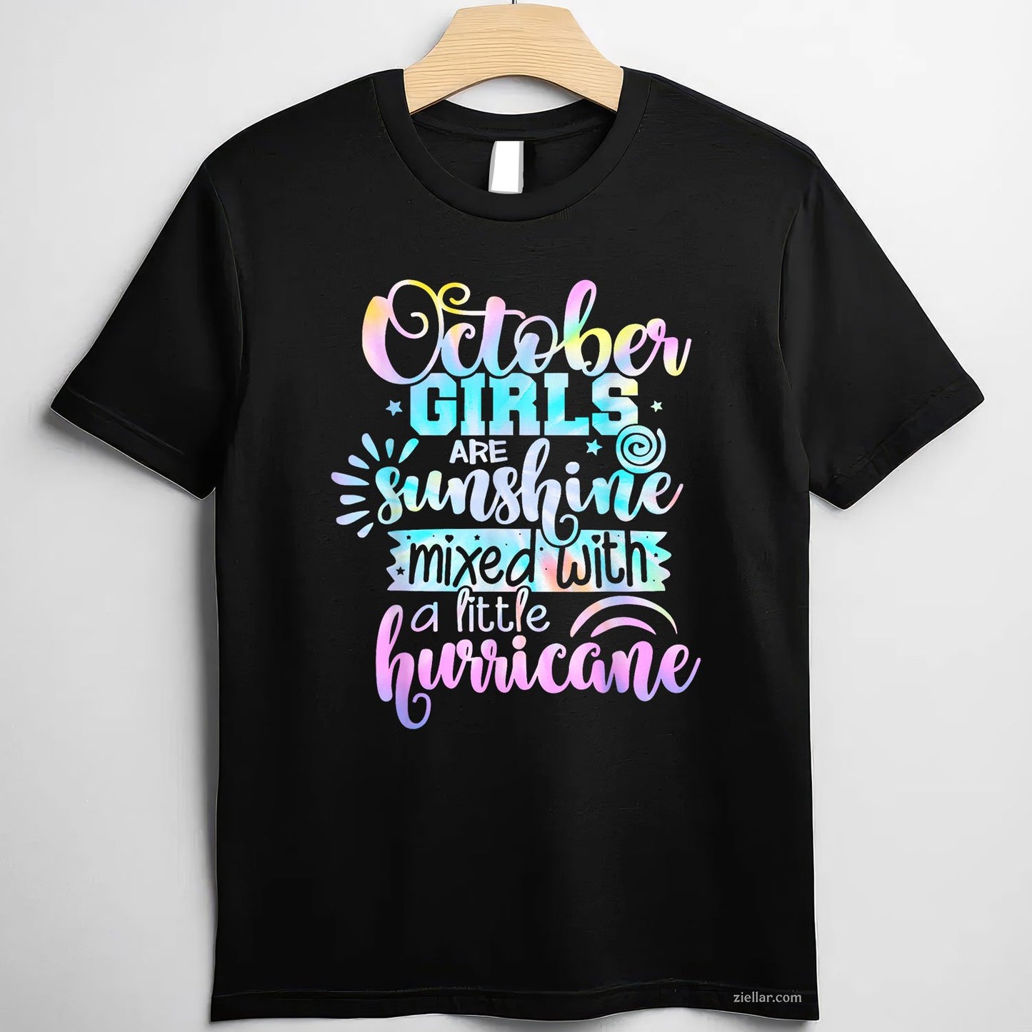 October Girls Are Sunshine and Hurricane Tee and T-Shirt, Funny Birthday T-Shirt for Women Adults