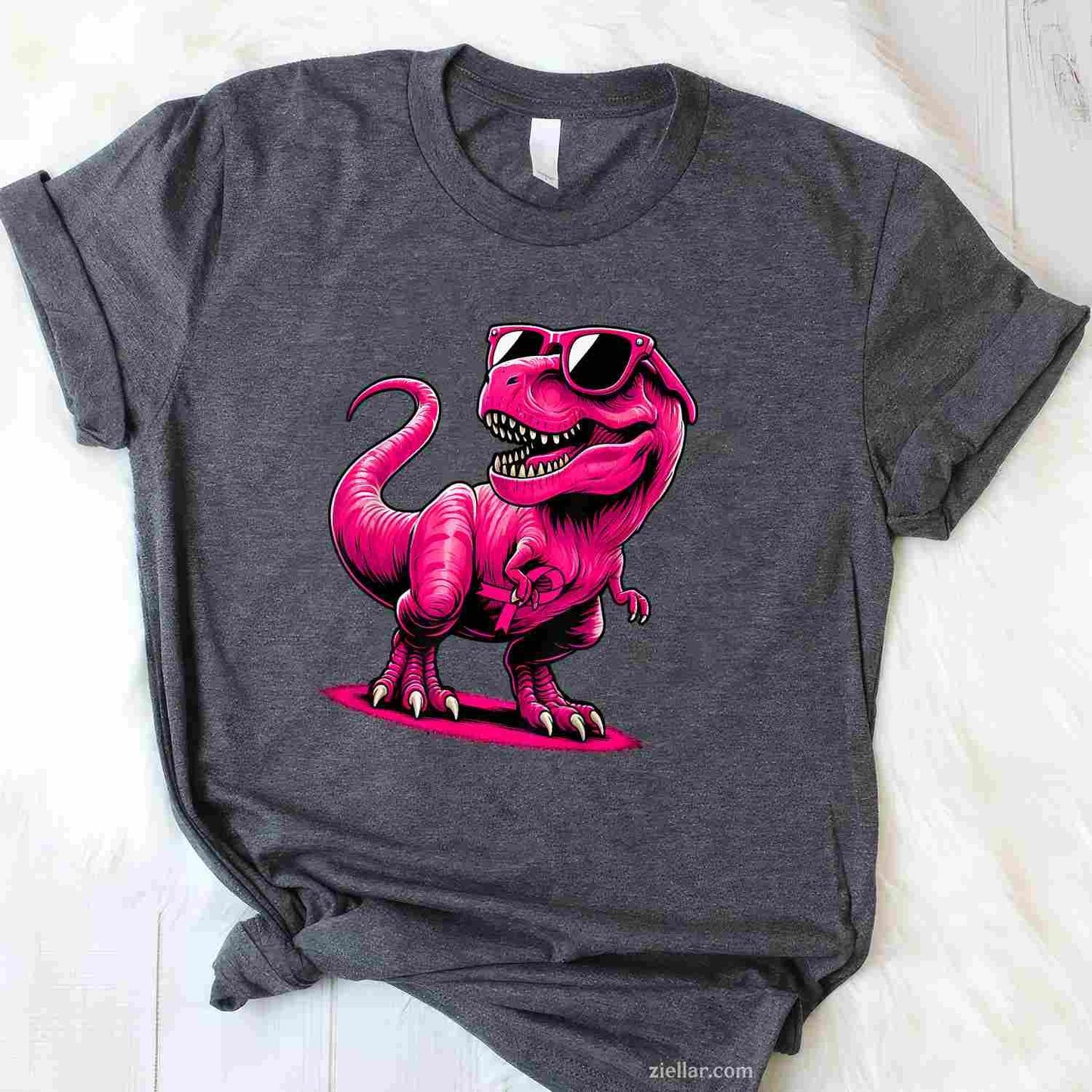 October Pink Dinosaur Breast Cancer Pink Ribbon Boy Girl Kid Funny Graphic Tee and T-Shirt Gift for Adults Men Women Unisex