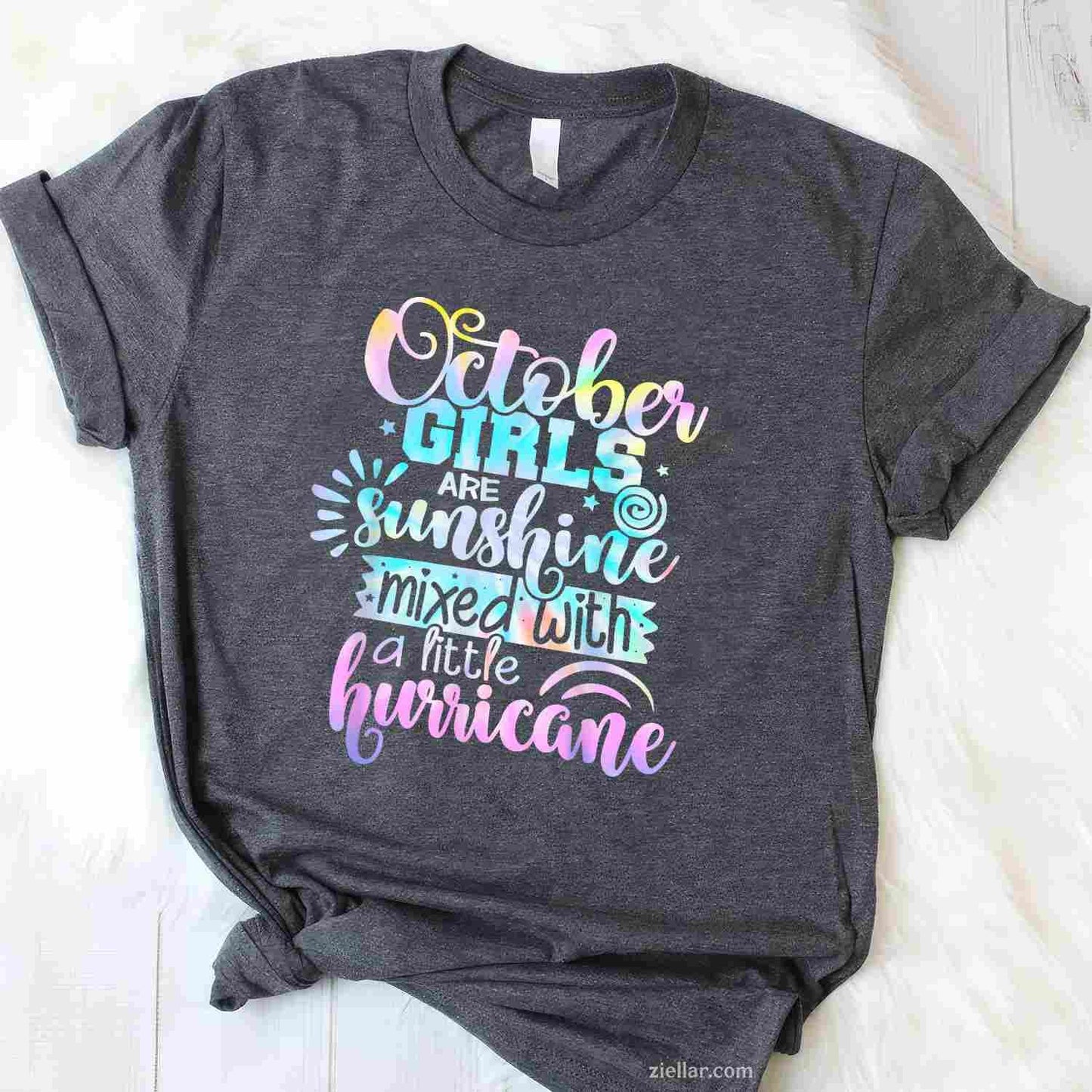 October Women Are Sunshine Mixed With A Little Hurricane T-Shirt and Tee for Adults Men Women Unisex