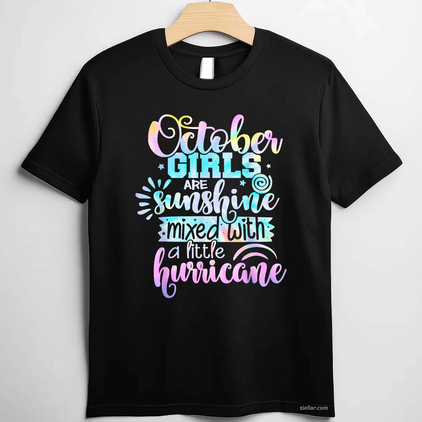 October Women Are Sunshine Mixed With A Little Hurricane T-Shirt and Tee for Adults Men Women Unisex