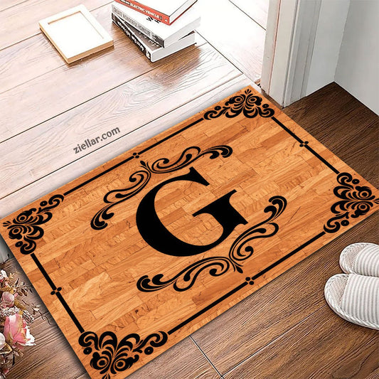 Ornate Letter G Doormat, Decorative Monogram Mat for Stylish Home Entry